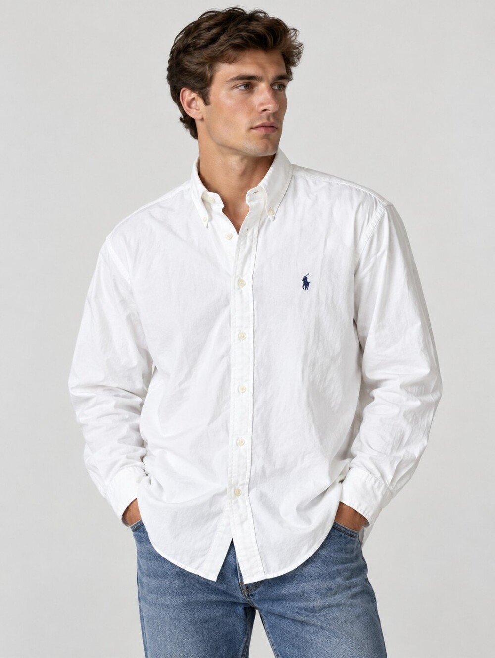 Vintage Ralph Lauren Button Down Shirt Mens XL 17.5 White Classic Fit Pony 90s
